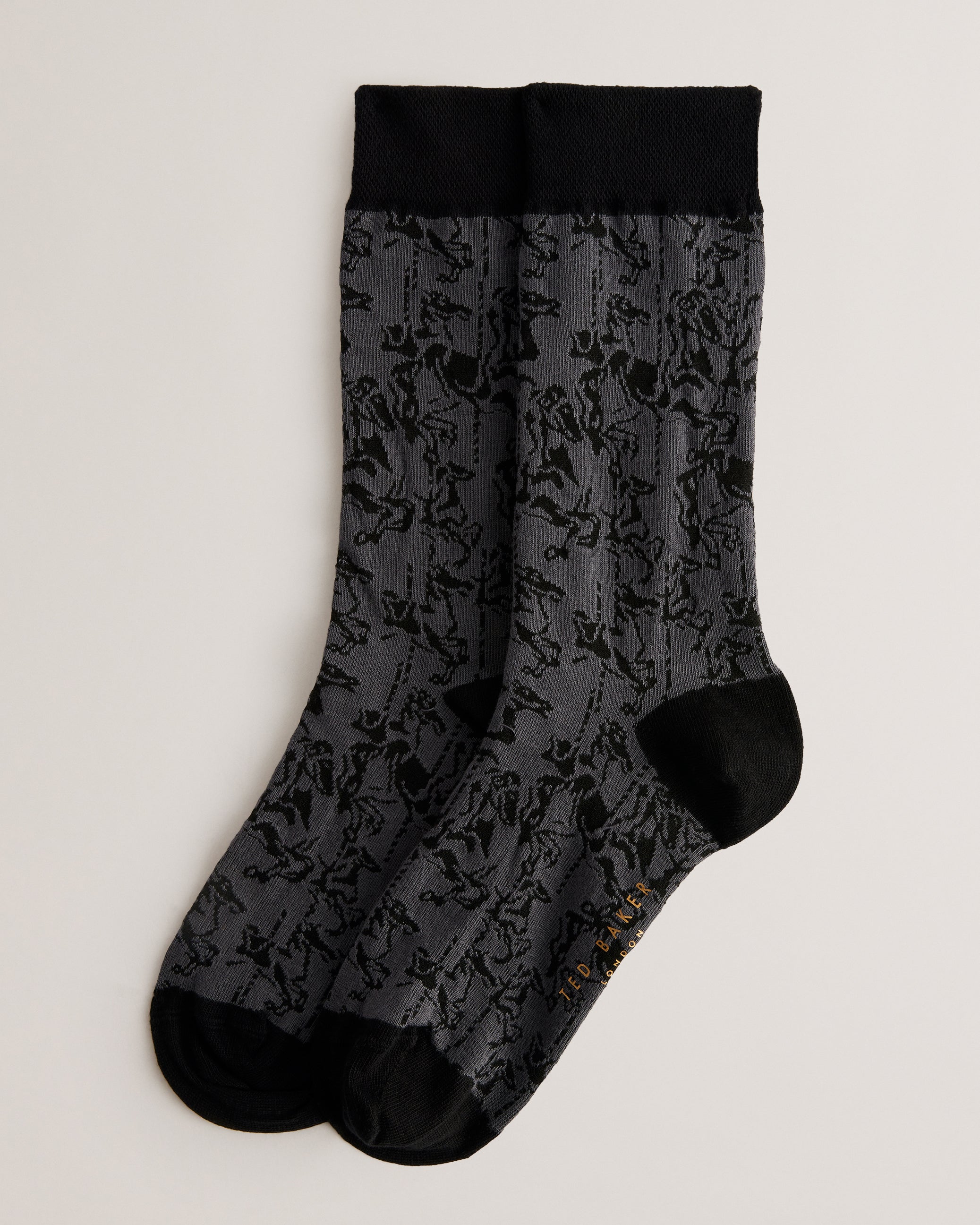 Ted Baker Sokkten Floral-pattern Stretch-knit Socks in Black for Men